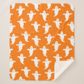 Couverture Sherpa Halloween moderne simple orange et blanc fantômes (Devant)