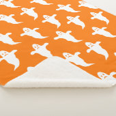 Couverture Sherpa Halloween moderne simple orange et blanc fantômes (3/4)