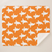 Couverture Sherpa Halloween moderne simple orange et blanc fantômes (Devant (Horizontal))