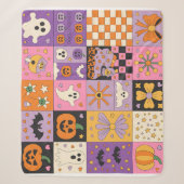Couverture Sherpa Halloween Patchwork Motif - Carrés festifs (Devant)