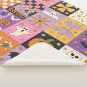 Couverture Sherpa Halloween Patchwork Motif - Carrés festifs (3/4)