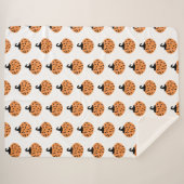 Couverture Sherpa Halloween rétro Citrouilles blancs noirs géométriq (Devant (Horizontal))