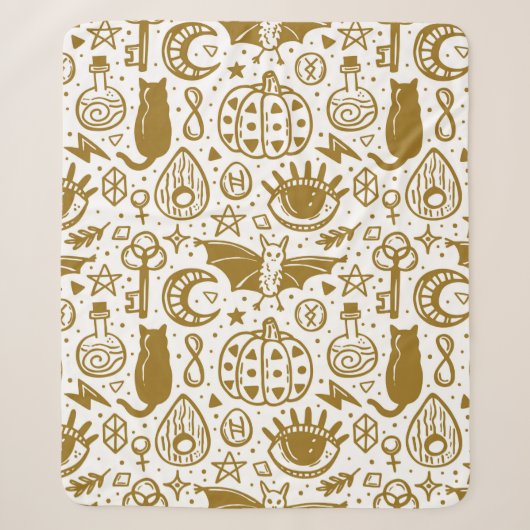 Couverture Sherpa Halloween seamless pattern. Holiday golden ink sil (Devant)