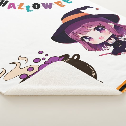 Couverture Sherpa Halloween/sorcière/automne/octobre (3/4)