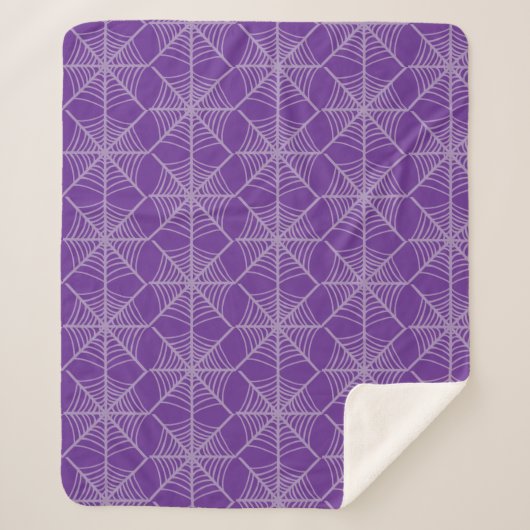 Couverture Sherpa Halloween Spider Webs en violet et blanc (Devant)