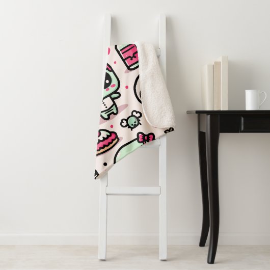 Couverture Sherpa Halloween Zombie Motif Sherpa Blanket (En situation)