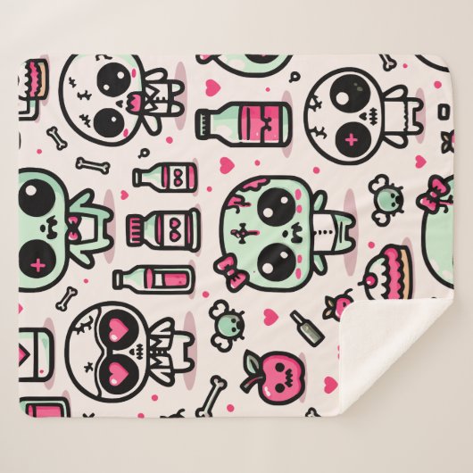 Couverture Sherpa Halloween Zombie Motif Sherpa Blanket (Devant (Horizontal))