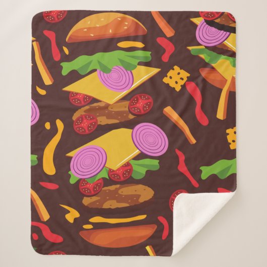 Couverture Sherpa hamburger cheeseburourg brown (Devant)
