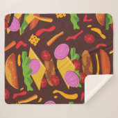 Couverture Sherpa hamburger cheeseburourg brown (Devant (Horizontal))