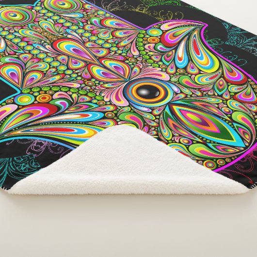 Couverture Sherpa Hamsa Fatma Main Psychedelic Art (3/4)