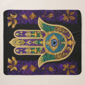 Couverture Sherpa Hamsa Troisième Œil Orné Or (Devant (Horizontal))