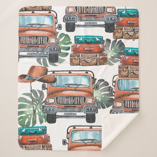 Couverture Sherpa Hand drawn illustration. Watercolor seamless patte (Devant)