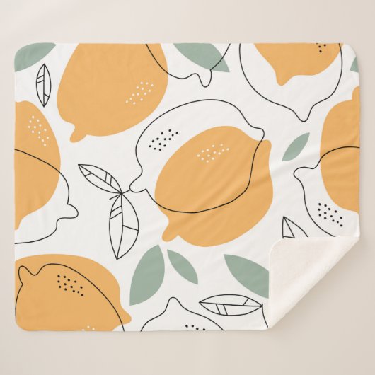 Couverture Sherpa Hand drawn Lemons background. Seamless pattern wit (Devant (Horizontal))