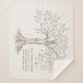 Couverture Sherpa Hand Drawn Tree Personalized Family Quote Ivory (Devant)