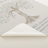 Couverture Sherpa Hand Drawn Tree Personalized Name Quote Gray Beige (3/4)