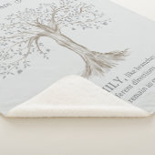 Couverture Sherpa Hand Drawn Tree Personalized Name Quote Light Gray (3/4)