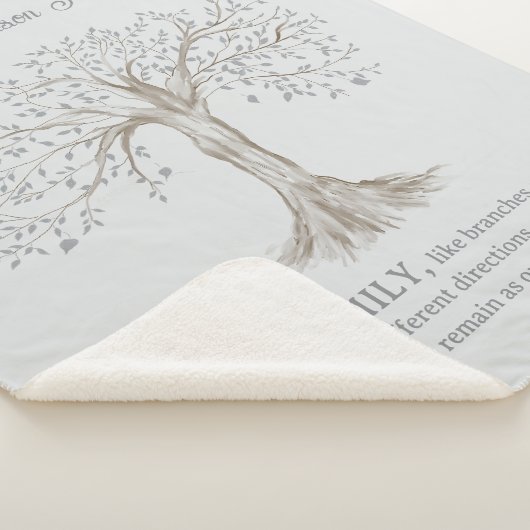 Couverture Sherpa Hand Drawn Tree Personalized Name Quote Light Gray (3/4)