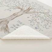 Couverture Sherpa Hand Drawn Tree Personalized Quote Gray Beige (3/4)
