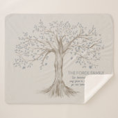 Couverture Sherpa Hand Drawn Tree Personalized Quote Gray Beige (Devant (Horizontal))
