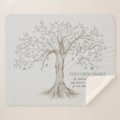 Couverture Sherpa Hand Drawn Tree Personalized Quote Light Gray (Devant (Horizontal))
