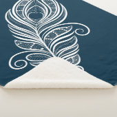 Couverture Sherpa Handdrawn peacock feather in henna style (3/4)