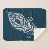 Couverture Sherpa Handdrawn peacock feather in henna style (Devant (Horizontal))