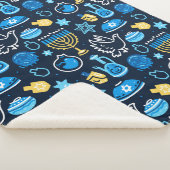 Couverture Sherpa Hanoukka Symboles Motif bleu (3/4)