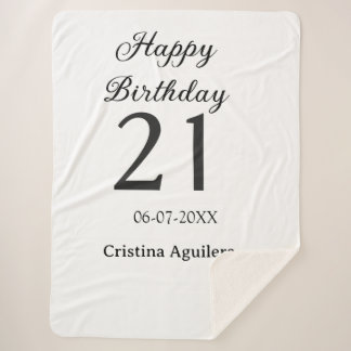 Couverture Sherpa Happy 21st birthday bold letter simple name minima