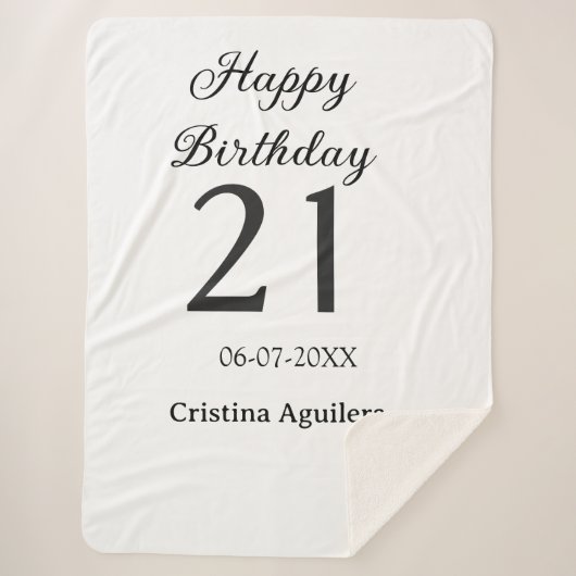 Couverture Sherpa Happy 21st birthday bold letter simple name minima (Devant)