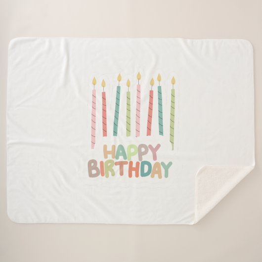 Couverture Sherpa Happy Birthday with Candles Sherpa Blanket (Devant (Horizontal))