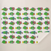 Couverture Sherpa Happy Christmas Trees Print (Devant (Horizontal))