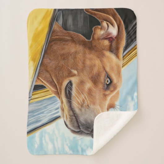 Couverture Sherpa Happy Dog in Yellow Car Art Print (Devant)