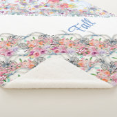 Couverture Sherpa Happy Fall Blanc Citrouille Aquarelle Floral Floro (3/4)