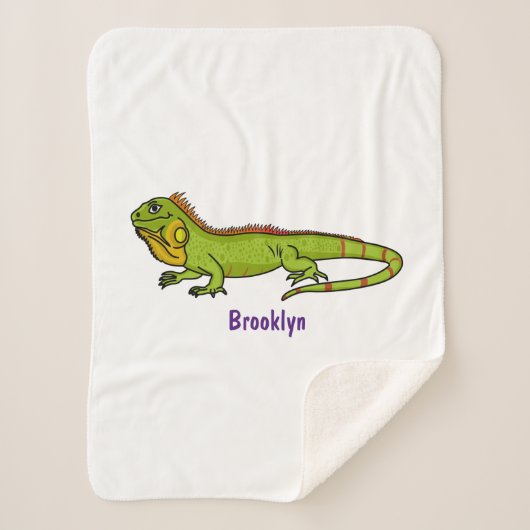 Couverture Sherpa Happy green iguana cartoon (Devant)