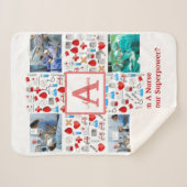 Couverture Sherpa Happy Nurses Day 4 photo collage croix monogramme (Devant (Horizontal))