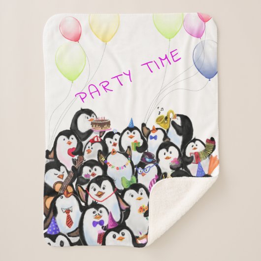 Couverture Sherpa Happy Penguin Party Sherpa Blanket - Texte personn (Devant)