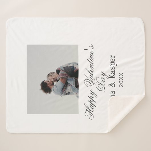 Couverture Sherpa Happy Valentine's day couple photo modern simple t (Devant (Horizontal))