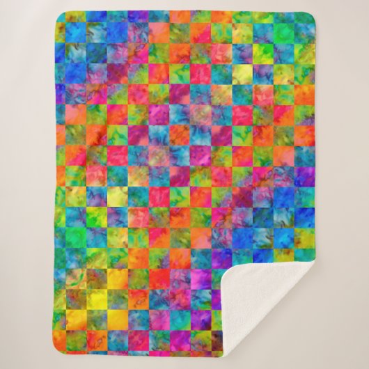 Couverture Sherpa [Harlequin Cravate-Dye] À damiers fractal diamant (Devant)