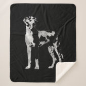Couverture Sherpa Harlequin great dane - perle et argent (Devant)