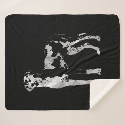 Couverture Sherpa Harlequin great dane - perle et argent (Devant (Horizontal))