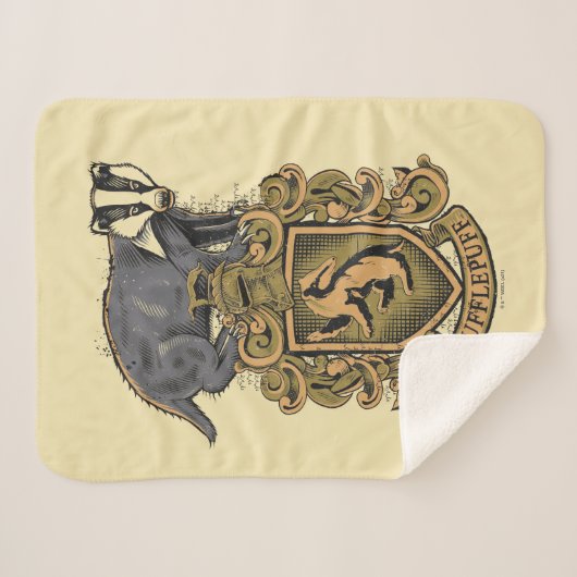 Couverture Sherpa Harry Potter | Cimier de Hufflepuff avec Badger (Devant (Horizontal))