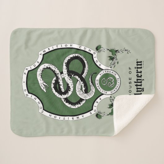 Couverture Sherpa HARRY POTTER™ | Délicat croquis SLYTHERIN™ Crest (Devant (Horizontal))