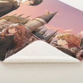 Couverture Sherpa HARRY POTTER™ Hermione & Ron HOGWARTS™ Scène d'ani (3/4)