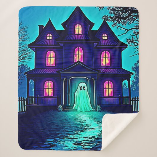 Couverture Sherpa Haunween Ghost House Design (Devant)