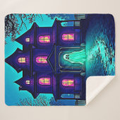 Couverture Sherpa Haunween Ghost House Design (Devant (Horizontal))