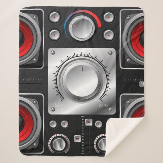 Couverture Sherpa Haut-parleurs rouges avec amplificateur et boutons (Devant)
