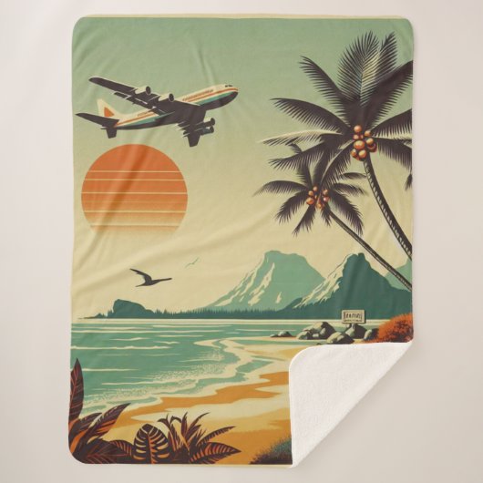Couverture Sherpa Hawaï vintage/tropical (Devant)