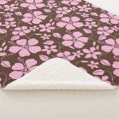 COUVERTURE SHERPA HAWAIIAN HULA (HIBISCUS) BROWN/PINK (3/4)