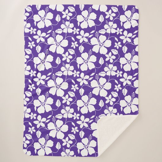 COUVERTURE SHERPA HAWAIIAN HULA (HIBISCUS) PURPLE (Devant)
