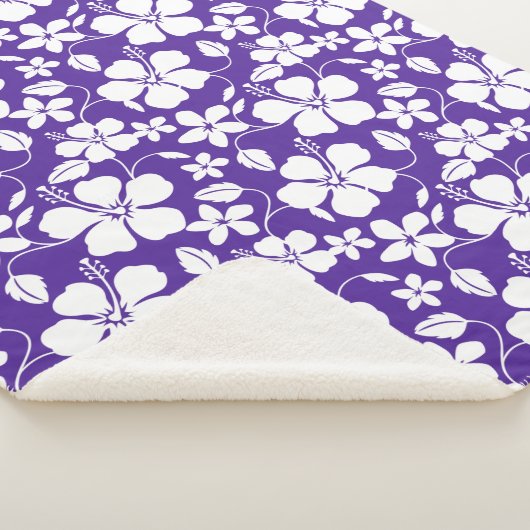 COUVERTURE SHERPA HAWAIIAN HULA (HIBISCUS) PURPLE (3/4)